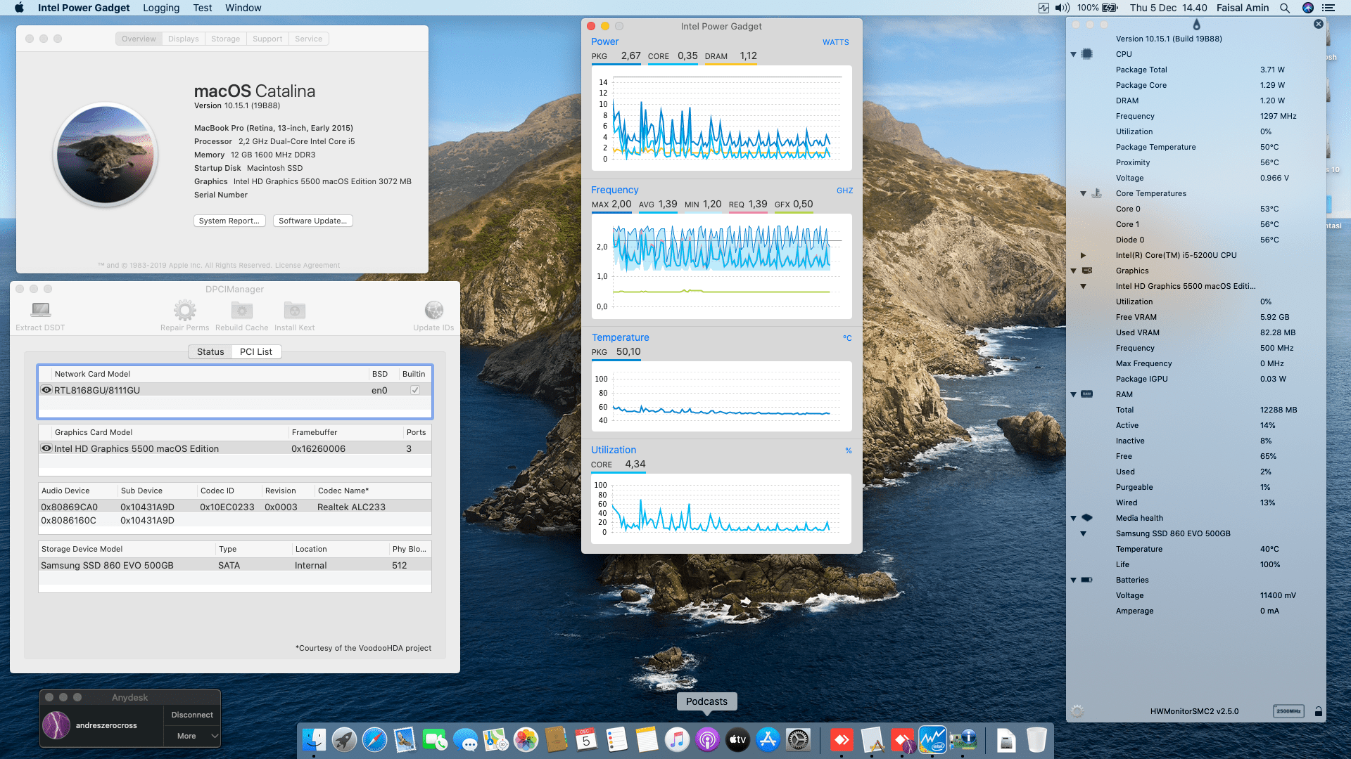 Success Hackintosh macOS Catalina 10.15.1 Build 19B88 at Asus K401LB-FR068D